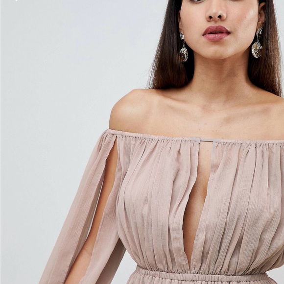 ASOS DESIGN Off Shoulder Romper With Cut Out Detail - Picture 5 of 12